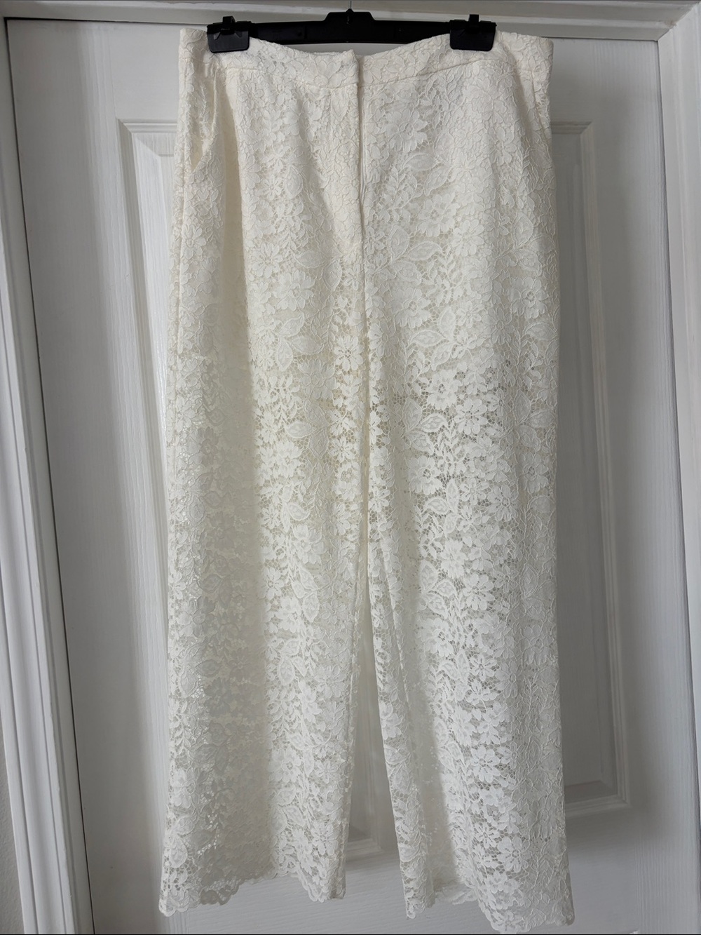 Zara Ivory Lace Wide-Leg Pants